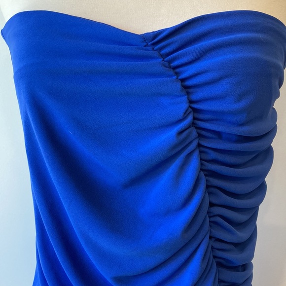 Zara Long Dress w/ Ruching and Slit in Skirt Royal Blue. Zip up Side NWT XL - Picture 2 of 8